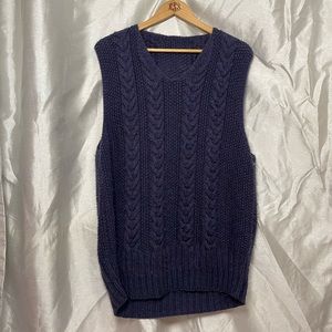 Vintage 1990’s Handmade Bella Hadid Sporty Blue Style V-Neck Sweater Jumper Vest